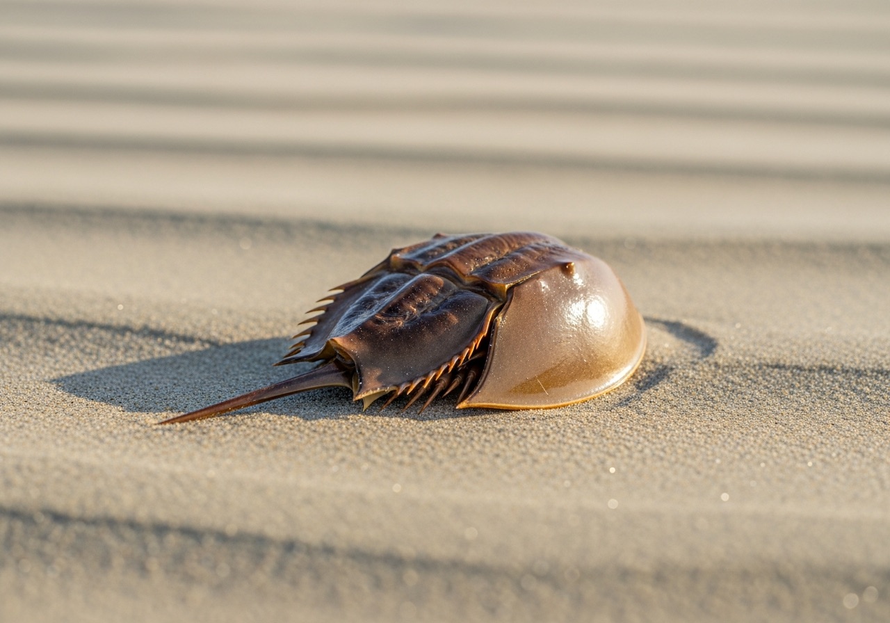 An empty horseshoe crab molt found on a shelling trip near Marco Island, Florida