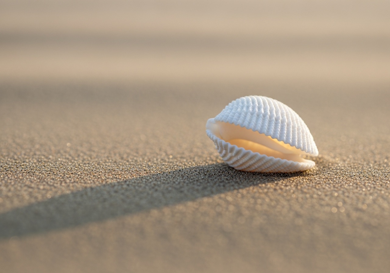 A small white false angel wing shell beside other finds near Marco Island, Florida