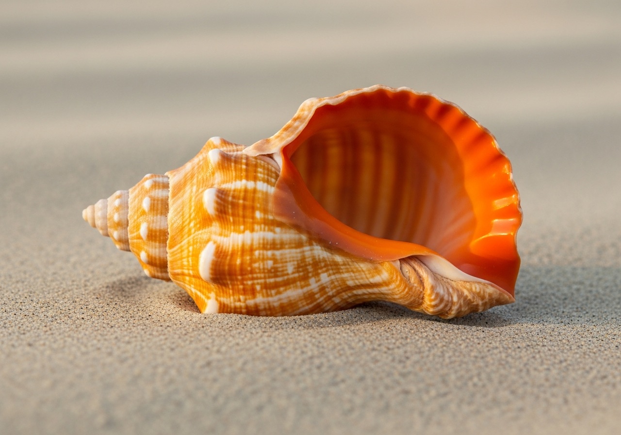 A large horse conch shell among a collection of Gulf shells from a Marco Island shelling trip