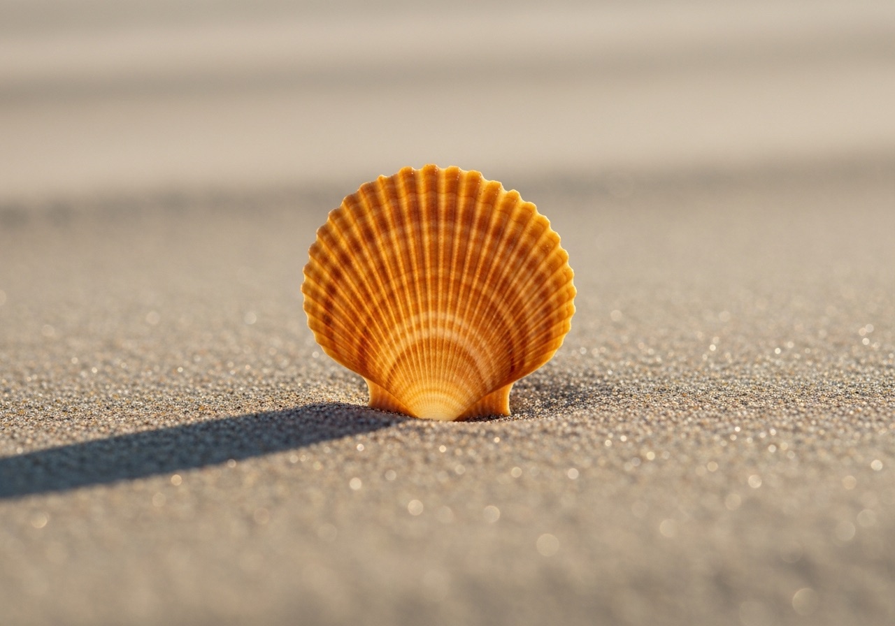 A sawtooth pen shell with fine scaly ribs found near Marco Island, Florida