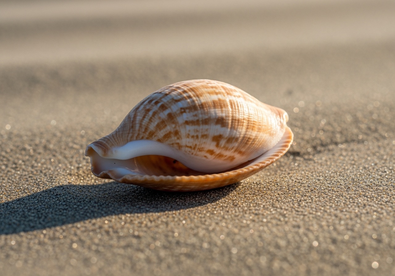 A boat-shaped Atlantic slipper shell with its internal deck visible, found on driftwood during a shelling tour
