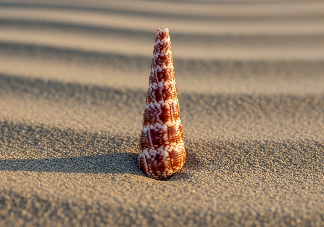 A mottled reddish-brown true tulip shell found on a Marco Island shelling tour